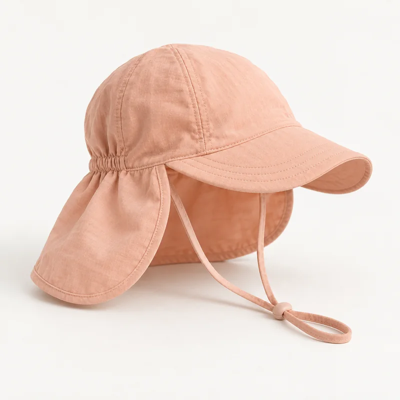 AI-generated unbranded neck cape concept; not the actual Infant SunSprout Hat